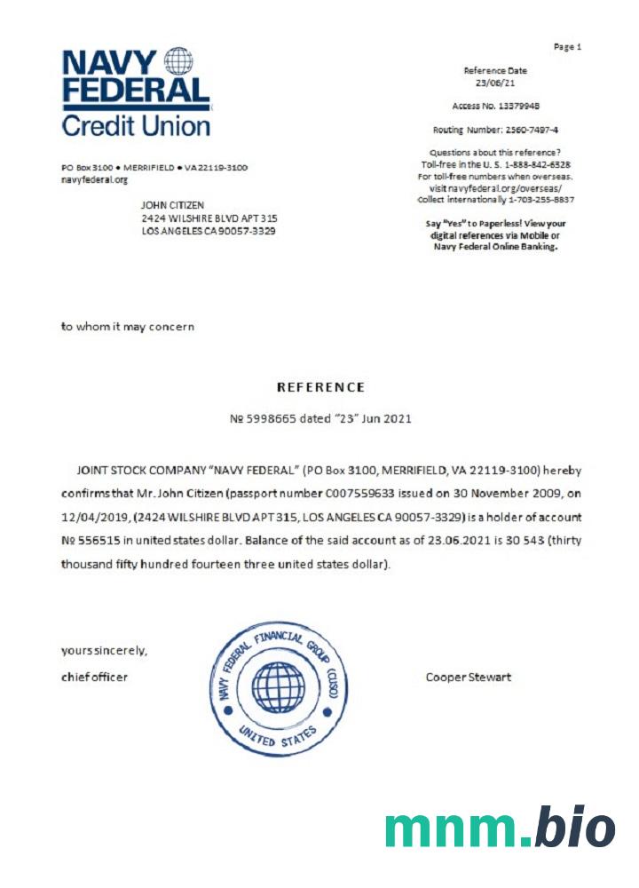 Federalny przykład odniesienia Marynarki Wojennej USA w formatach Word i PDF